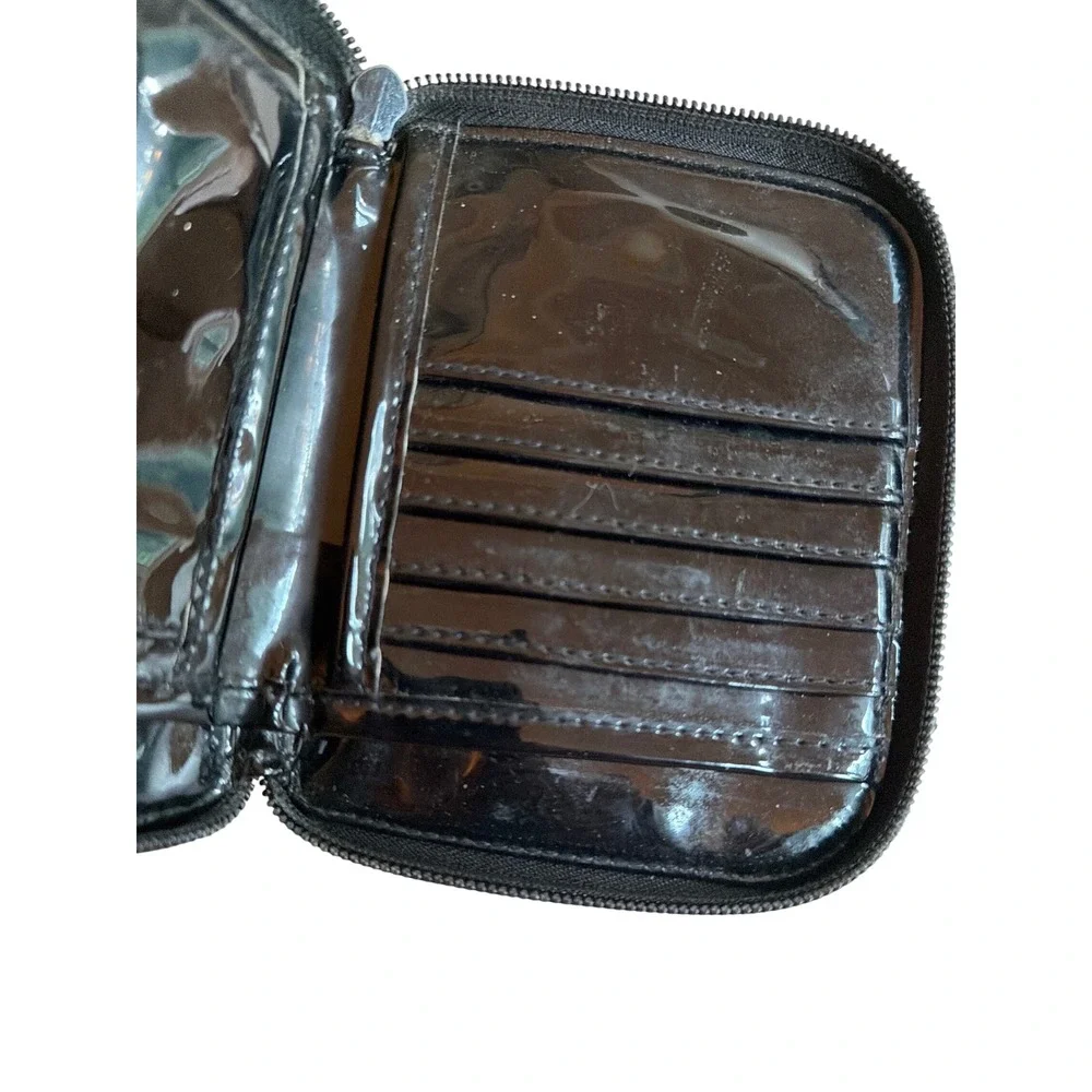Polo Sport Ralph Lauren Wallet Black Patent Zip Around Logo Print Y2K Sporty